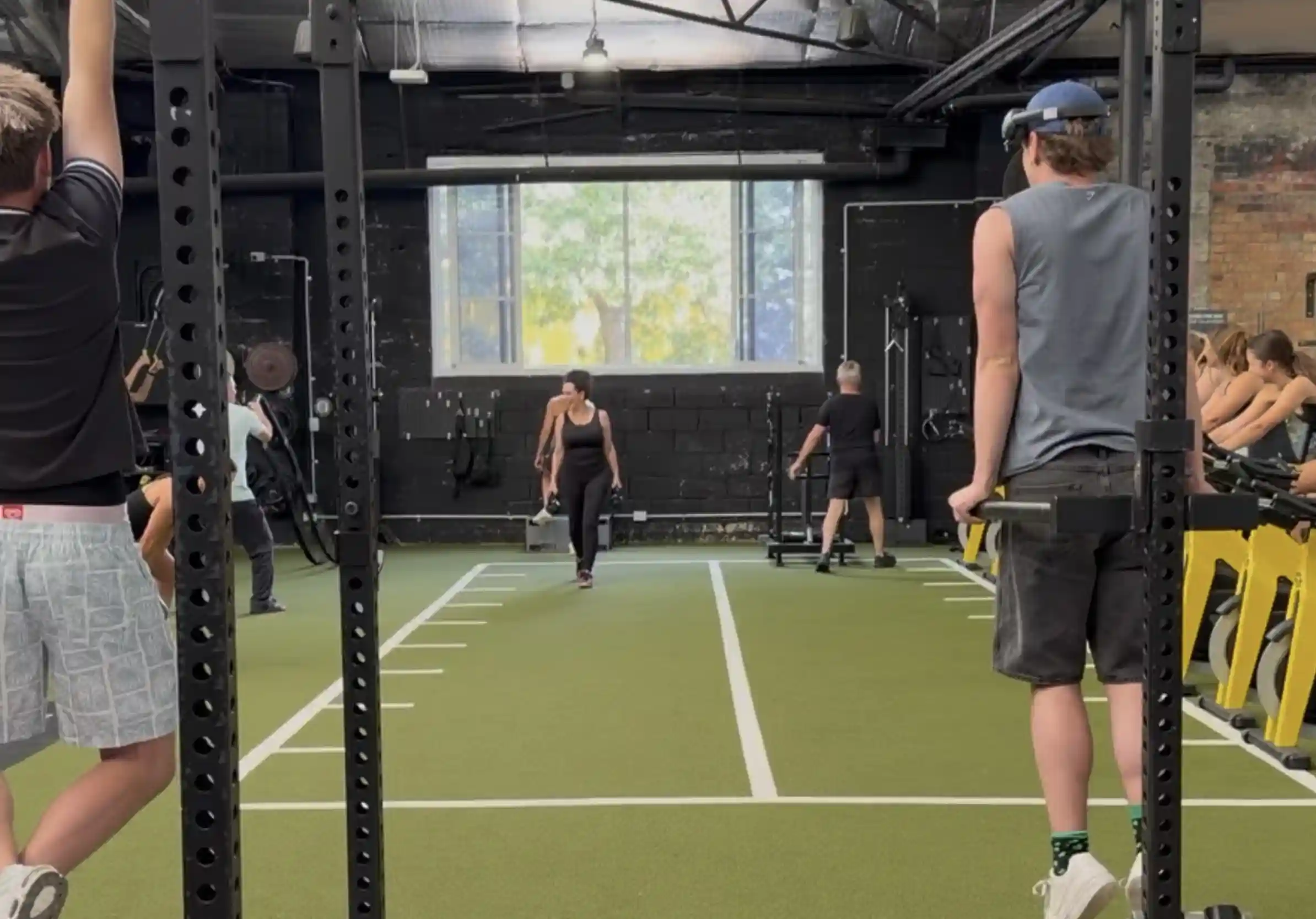 Specialized HIIT training zone at Aptus Health Club Camberwell with battle ropes, sleds, plyometric boxes and turf area for high-intensity workouts